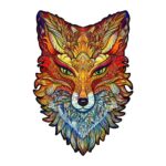 Una testa di volpe colorata su sfondo bianco della collezione Fiery Fox Unidragon Animali.