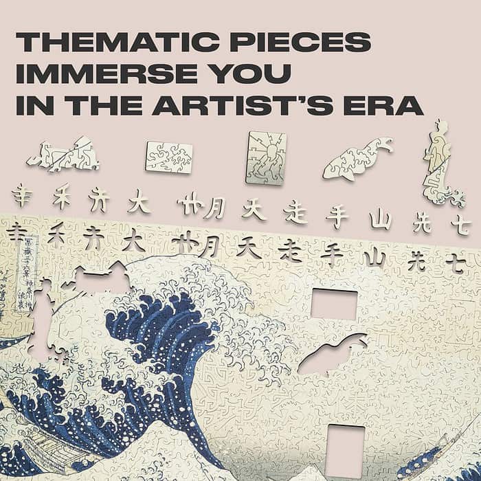 LA GRANDE ONDA AL LARGO DI KANAGAWA Puzzle Unidragon a tema Arte caratterizzato dal classico design "La Grande Onda di Kanagawa" con pezzi mancanti.