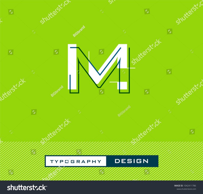 Una grande lettera “M” stilizzata su uno sfondo verde brillante, con la scritta “Typography Design” sotto.